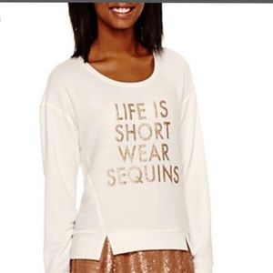 “Life Is Short Wear Sequins”  Degree Sweater (XL)